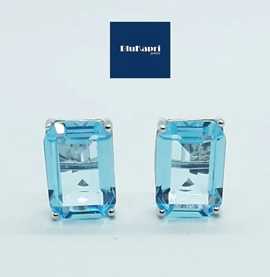 Orecchino classico Donna in argento 925 acquamarina azzurra rettangolare 1,5 cm - Immagine 1 di 4