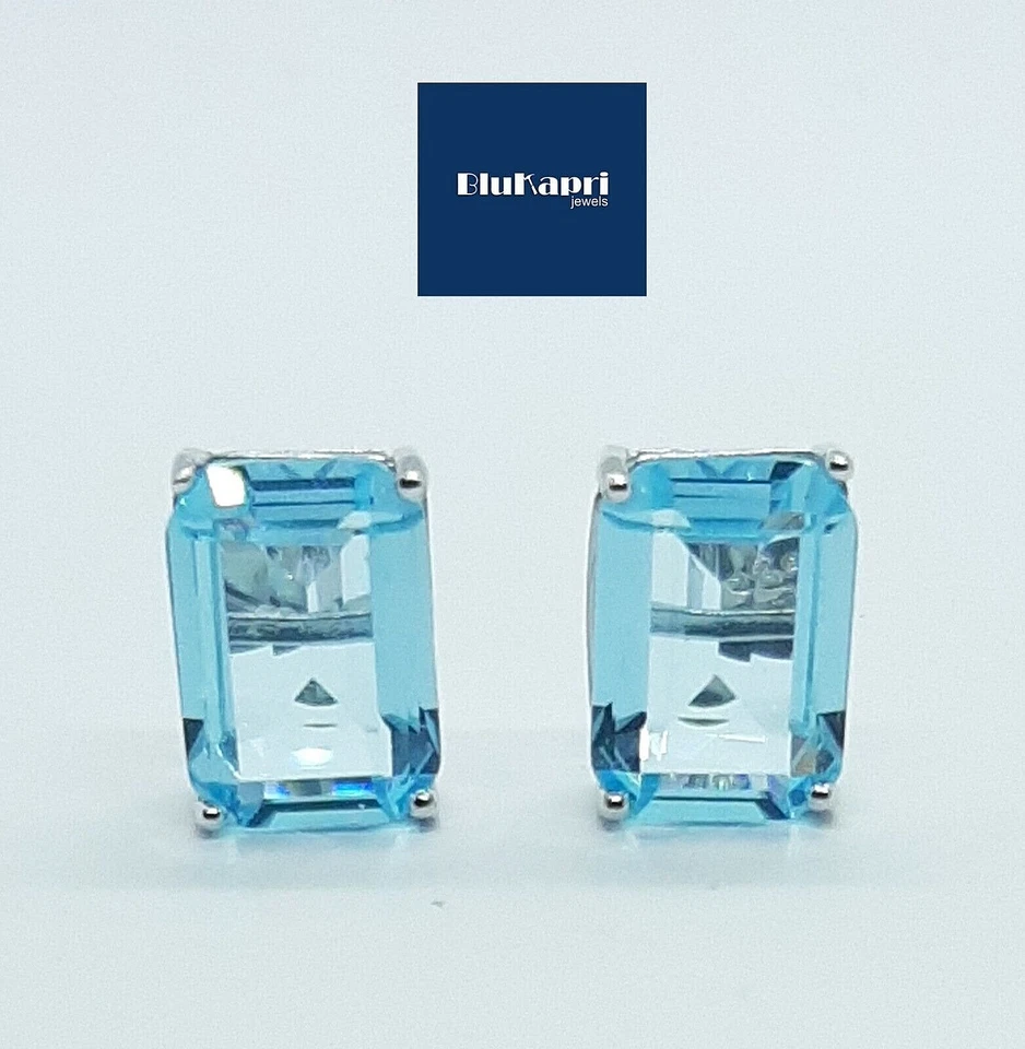 Orecchino classico Donna in argento 925 acquamarina azzurra rettangolare 1,5 cm - Immagine 1 di 4