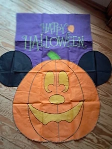 Disneyland Happy Halloween Mickey Mouse Pumpkin Banner Yard Flag Rare 40" x 37" - Picture 1 of 1