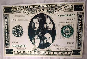 Impresión artística de Money Pink Floyd firmada y numerada diseño de billete de dólar 13/250 certificado de autenticidad - Imagen 1 de 7