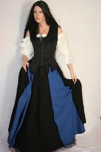 Medioevo Ancella Camicetta Busto Gonna Vestito Completo Veste 36 38 40 42 44 46 - Foto 1 di 19