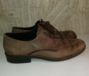 Mens 9 9.5 43 ECCO Comfort Harold Plain Toe Oxford Shoes Leather Lace-Up coffee - Picture 1 of 6