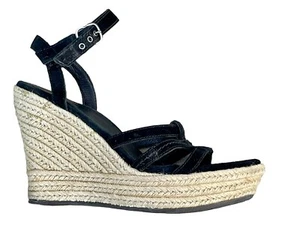 UGG Australia Sandalen Gr. 9 Callia schwarz Wildleder Keilabsatz Plateau Espadrille - Bild 1 von 9