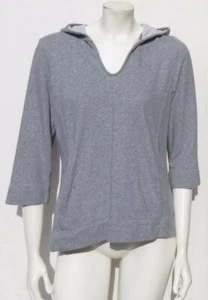 PURE J JILL Heather Gray Hoodie Cotton French Terry Sweatshirt Pullover Top M L - Picture 1 of 5