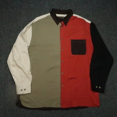 Nat Nast Shirt Mens Extra Large Brown Red Silk Bowling Colorblock Krazy Kwilt * - Image 1 of 4