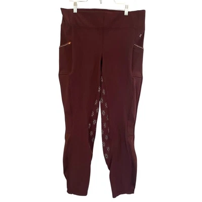 Horze Riding Full Seat Pants Horse Equestrian Burgundy Breeches 34 Rhinestones - Image 1 of 4