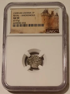 NGC Livland (1430-65) 1 Silberpfennig Anonymous - Reval Mint AU50 - Bild 1 von 4