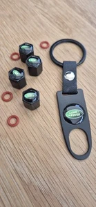 4 Piece Set of black Tyre Valve Caps and keyring for Land Rover - Picture 1 of 1