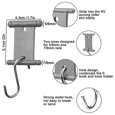 Convenient Awning Hooks for RV Steel and Plastic Construction Set of 16 - Image 1 of 4