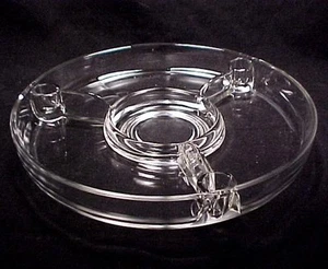 Clear Glass Centerpiece Console Bowl Relish Dish Platter Plate w/ Candle Holders - Picture 1 of 5