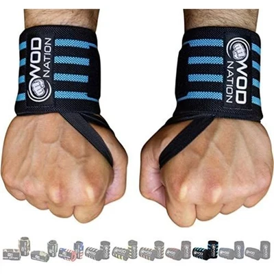 Muñequeras y correas para gimnasio y levantamiento de pesas (18 pulgadas) LT azul Foto 1 de 4