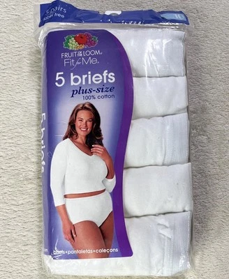 Fruit of the Loom Brief Women's Panties Underwear Plus Size 10 White 5-Pack VTG - Image 1 of 3