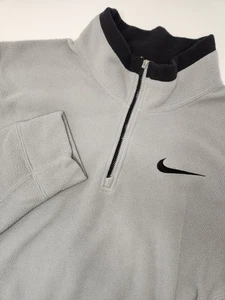 Vintage Nike Sweatshirt Herren L grau Fleece 1/4 Zip Therma-Fit Mock Neck Pullover - Bild 1 von 9