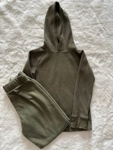 Boys Jumping Beans Olive Green Thermal Hoodie And Joggers Size 7 - Picture 1 of 5