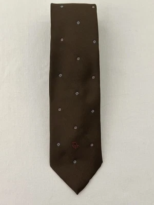 Vintage Christian Dior Logo Tie Mens Silk Blend Brown Necktie Classic - Image 1 of 4