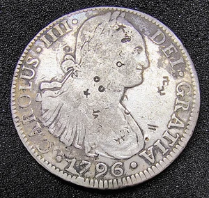 1796 Mo (Mexico City) Spanish Colonial - 8 Reales Silver - Chop Marks Obv & Rev - Picture 1 of 16