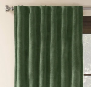1 Pair 50 x 84 Green Velvet Curtain Panels - Blackout - Threshold - Picture 1 of 7