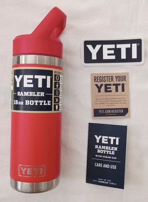 Botella roja de rescate YETI Rambler 18 oz, tapa de paja abatible C a juego de color NUEVO con defecto Foto 1 de 4