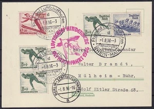 ZEPPELINPOST, Si. 427 Bb Karte zur OLYMPIA-Fahrt kpl. Satz 600-602, 225,-€ - Bild 1 von 2