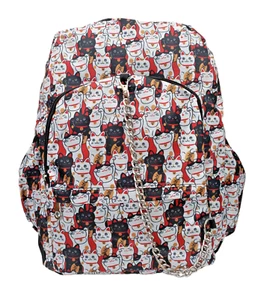 LUCKY CATS Chinese White Backpack Rucksack School Cute Kawaii Emo Laptop Bag - Picture 1 of 6