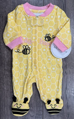 Baby Girl Clothes New Koala Baby Preemie Bee-Happy Footed Outfit - Image 1 of 4