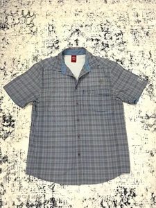 Vigilante Mens Shirt Blue Short Sleeve Button Up Outdoor Camping Hiking Pocket L - Picture 1 of 11