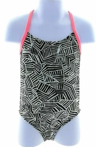 Girls One Piece Bathing Suit Black And White Stripes Summer Beach Size 9/12 - Picture 1 of 12