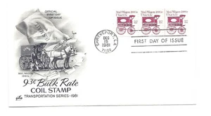 1903 9.3c Mail Wagon 1880s, coil, ArtCraft plate #1 FDC - Picture 1 of 1