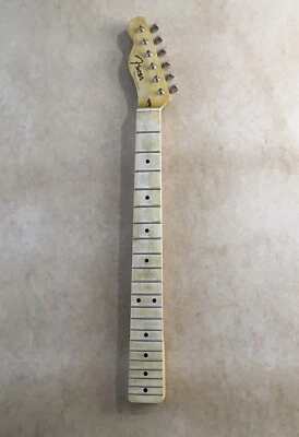 Lefty Reverse Musikraft Aged Relic Tele Guitar Neck Amber Satin Loaded Tuners - Image 1 of 4