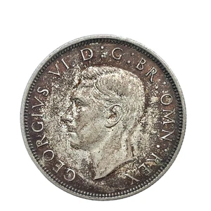 1942 Great Britain Silver Half Crown Coin Toned Unc. George VI KM 856 - Picture 1 of 4