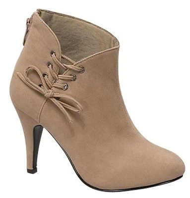 Top Moda Beige Faux Suede Pumps Sexy High Heel Womens Zip Boots Slim-6 - Image 1 of 4