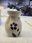 Williamsburg Pottery Salt Glaze Blue Floral Vase With Cork 7 Inches Tall