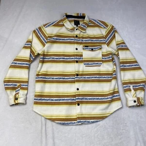 Billabong Shirt Men’s Size Large Fleece Shacket Aztec Striped Orange Ivory - Picture 1 of 6
