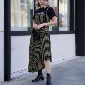 Nina Ricci Kleid Seide gestreift asymmetrisch Midi ärmellos Gr. 36 US 4-6 - Bild 1 von 12