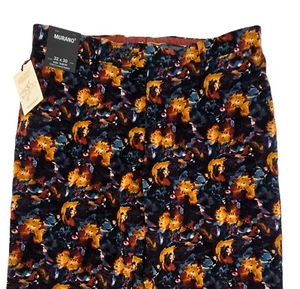 MURANO CORDUROY MENS ALEX CASUAL TROUSERS FLORAL MULTICLR 32x30 SLIM FIT - Picture 1 of 8