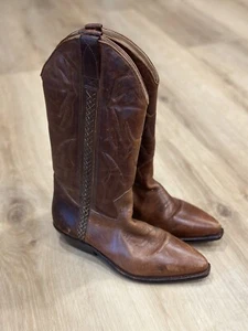 WOMENS COLE HAAN COUNTRY F2025 BROWN LEATHER COWBOY WESTERN BOOTS SZ 10b - Picture 1 of 6