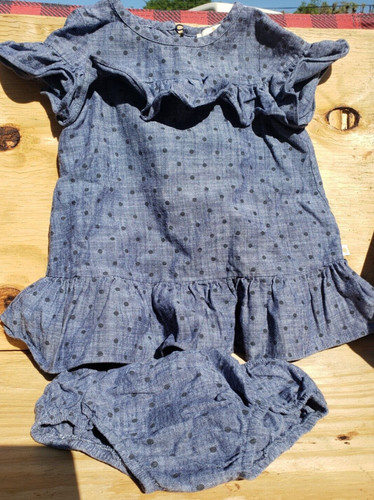 Abito e fiori Kate Spade blu con volant in cotone a pois taglia 18 mesi