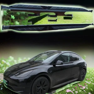 Black Running Board Fits for Tesla Model Y 2020-2023 Side Step Nerf Bar Stair - Picture 1 of 10