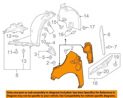 Chevrolet GM OEM 11-15 Volt-Front Fender Right 22961900 - Изображение 1 из 2