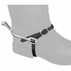 Pair of BLACK ENGLISH LEATHER SPUR STRAPS w/ Silver buckle For men women boots - Picture 1 of 1