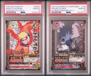 PSA 10 Naruto Carddass Sasuke Uchiha NM142 Naruto Uzumaki DN051 Card From Japan - Picture 1 of 5