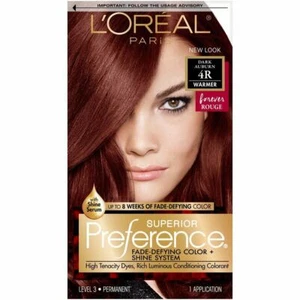 Loreal Superior Preference Hair Color 4R Dark Auburn Fade Defying 1 ct 6 Pack - Picture 1 of 4