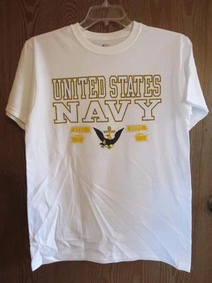 NEW-MINOR FLAW- UNITED STATES NAVY ADULT M-L J.AMERICA WHITE T-SHIRT - Image 1 of 4