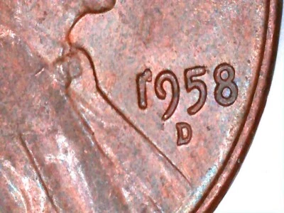 1958 D Lincoln Wheat Cent Die Chip On Date - Image 1 of 4