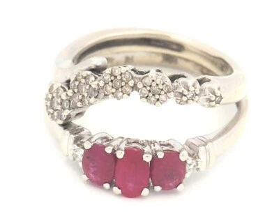 Ruby & Diamond 10ct White Gold Ring - Image 1 of 4