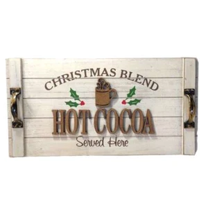 Christmas Blend Hot Cocoa Served Here MDF Sign Metallic Handles Wall Decor 18.5" - Picture 1 of 6