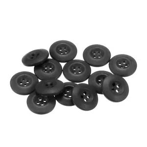 12pcs Sewing Buttons 15mm Resin Round 4 Hole Army Uniform Buttons, Black - Picture 1 of 5