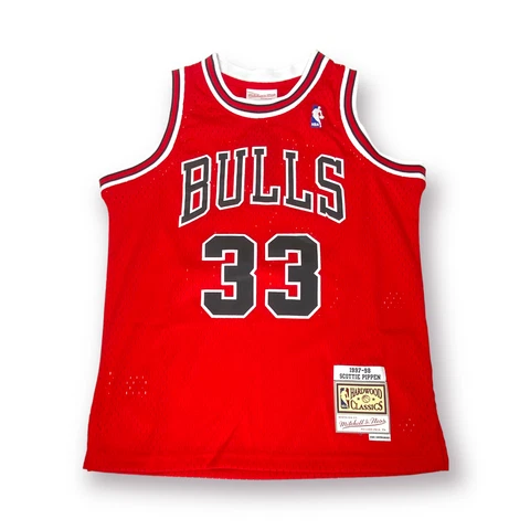Mitchell and Ness Chicago Bulls Pippen 97-98 Basketball Jersey Red Youth Medium Cover