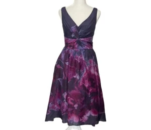 Lela Rose Neiman Marcus Size 2 Watercolor Dress High Low Hem Purple Silk Blend - Picture 1 of 11