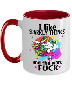 Divertente tazza UNICORNO, mi piacciono le cose scintillanti e la parola F*CK, divertente regalo unicorno! - Foto 1 di 2